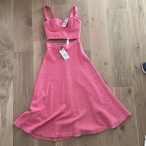 Zara pink tweed skirt set